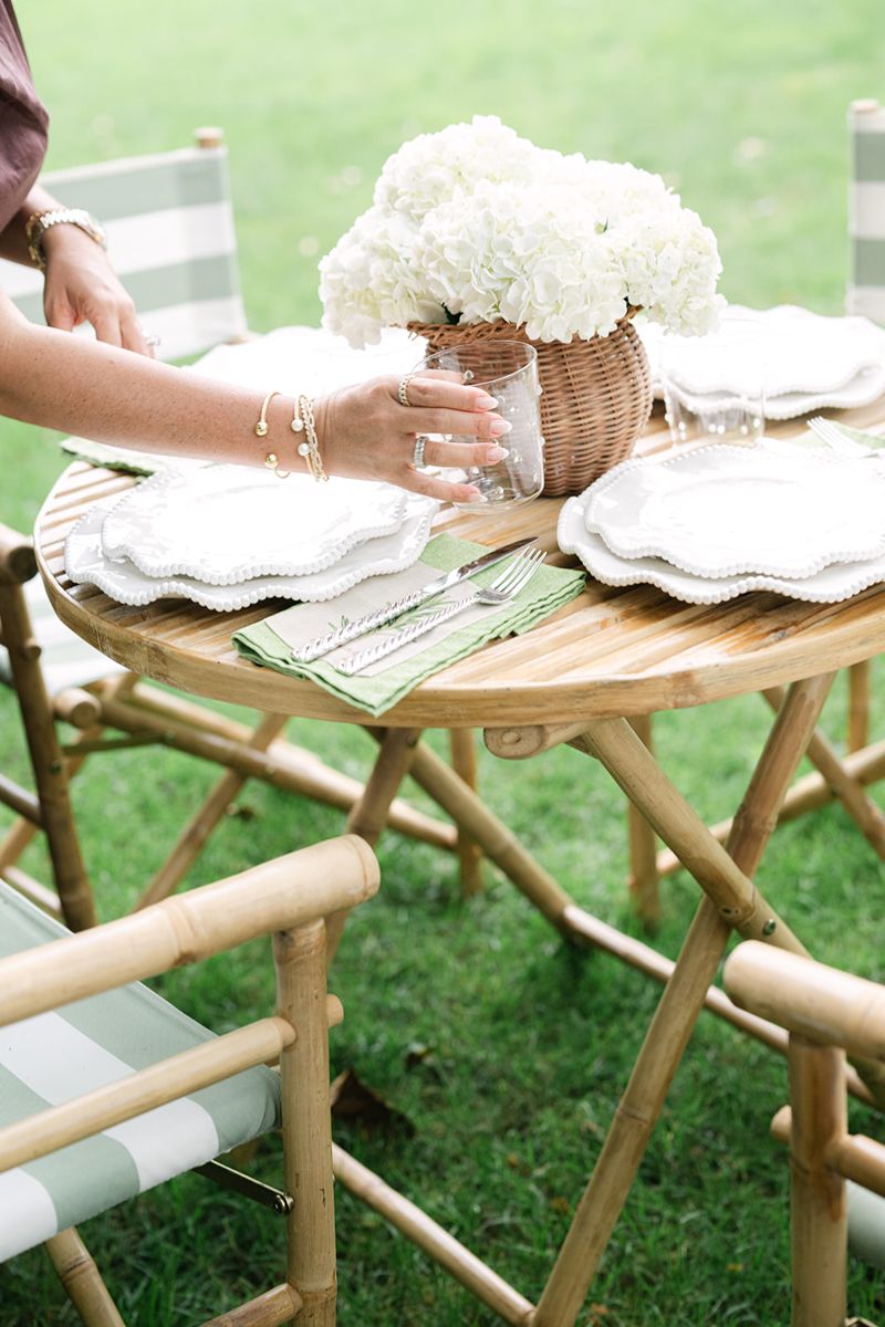 White hydrangeas being arranged
